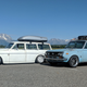 The finished Volvo en route across America, next to the Toyota Corona Mark II that also came on the trip.
